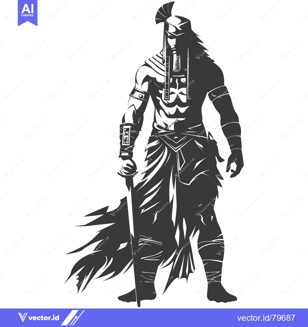 Premium Vector dari A Silhouetted Warrior Holding a Sword