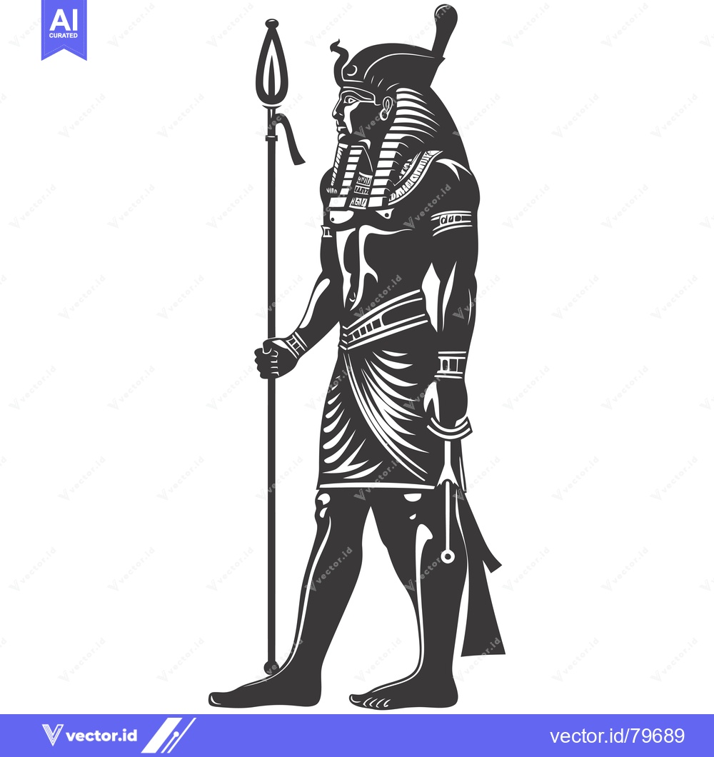Premium Vector dari Silhouette of an Egyptian Pharaoh Holding a Staff