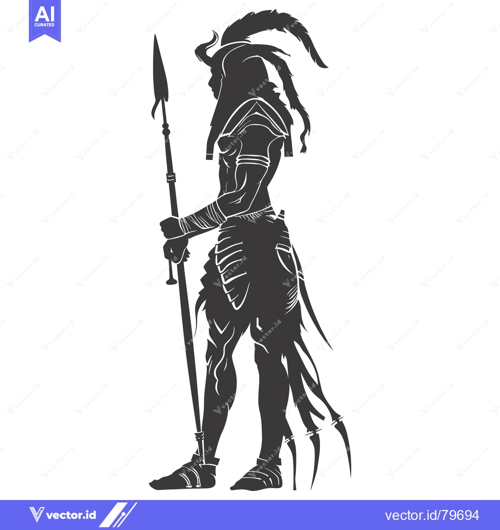 Premium Vector dari Silhouette of a Warrior with a Spear