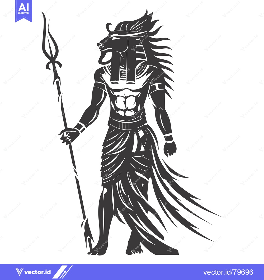 Premium Vector dari Anubis, the Egyptian God of the Dead, Depicted with a Human Body and J