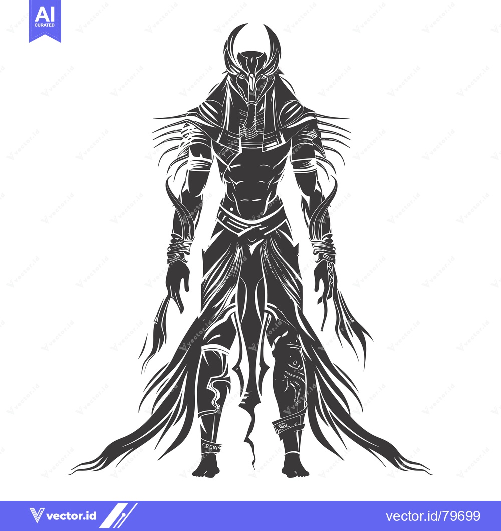Premium Vector dari A stylized silhouette of an Egyptian god with a hawk head and feathere