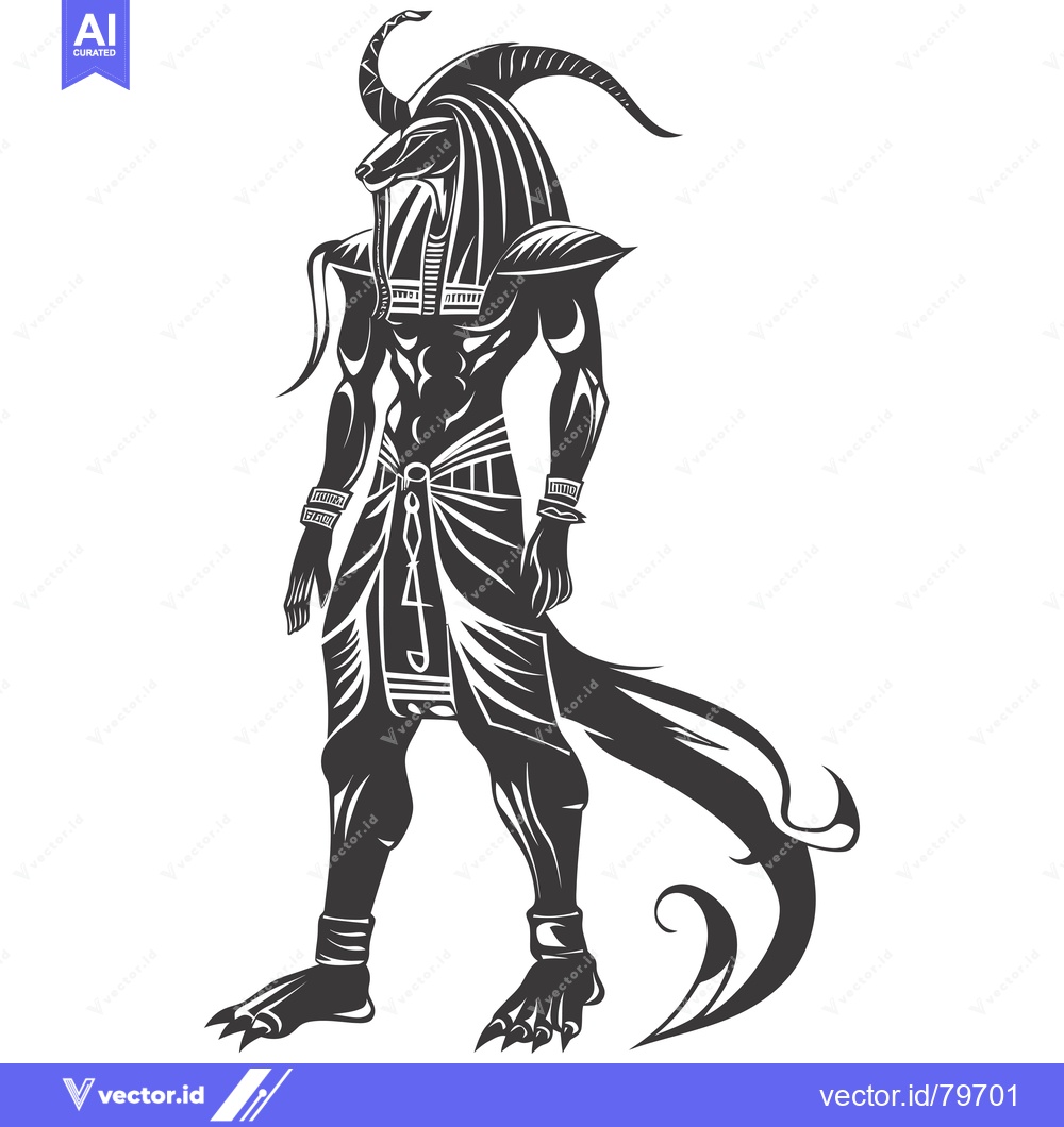 Premium Vector dari Anubis, the Egyptian God of the Dead, with a Jackal Head and Human Bod
