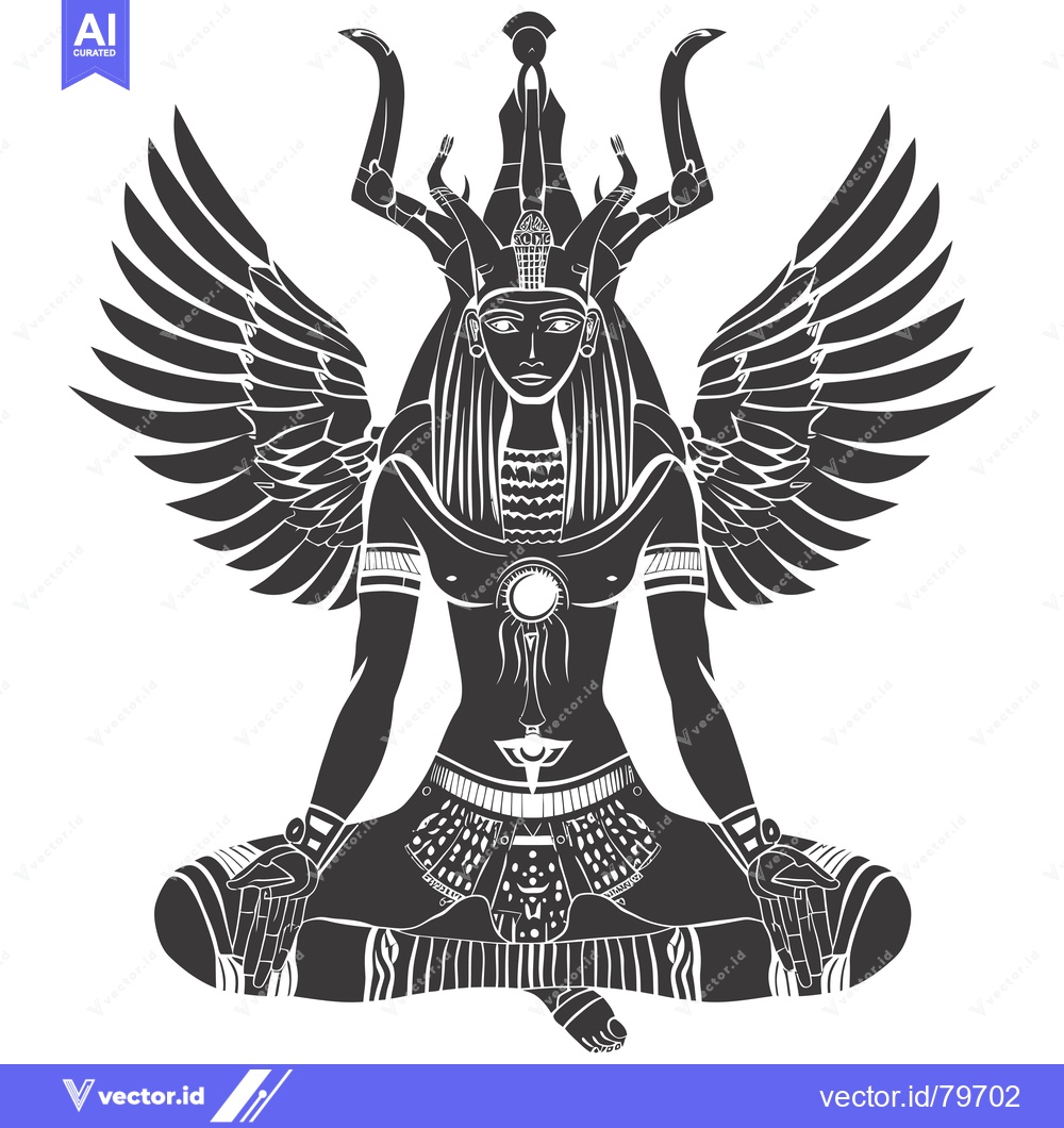 Premium Vector of Winged Egyptian God in Lotus Position