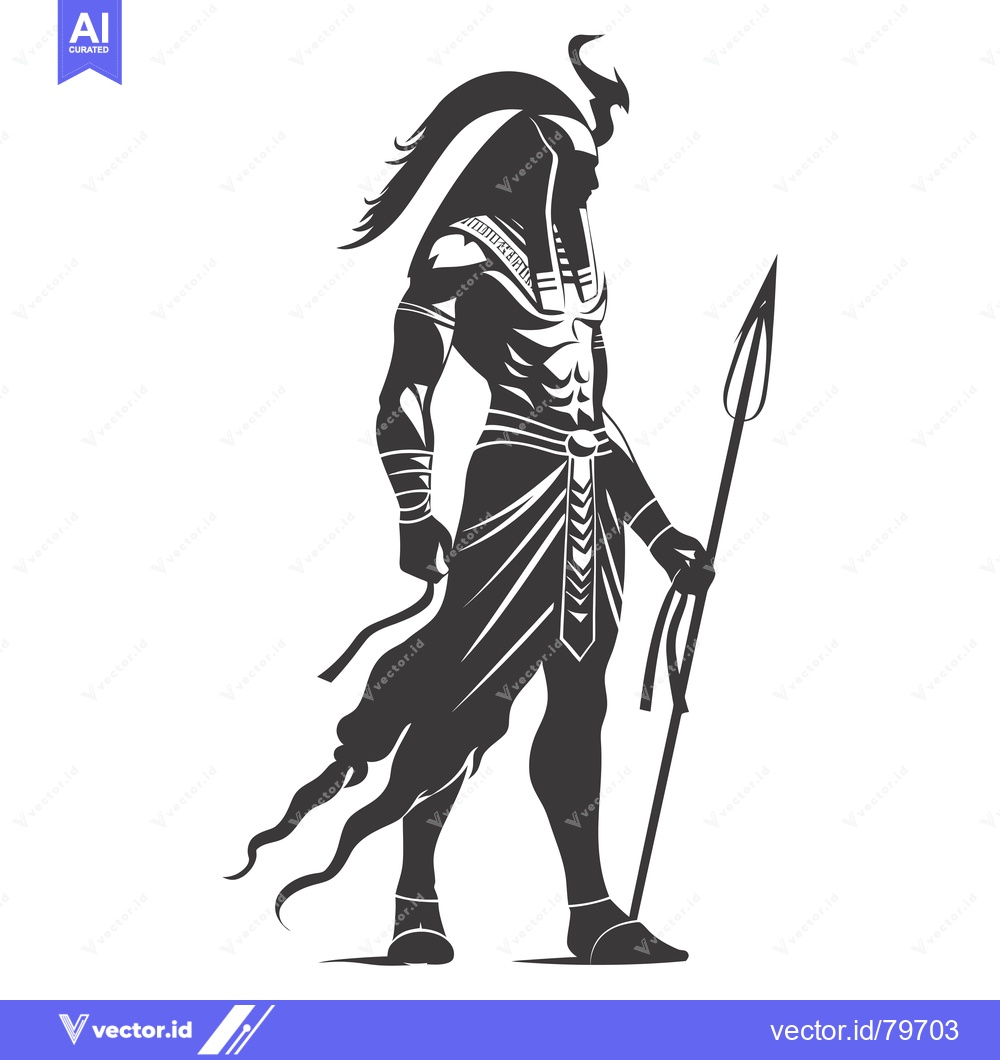 Premium Vector dari Silhouette of an Egyptian God Holding a Spear