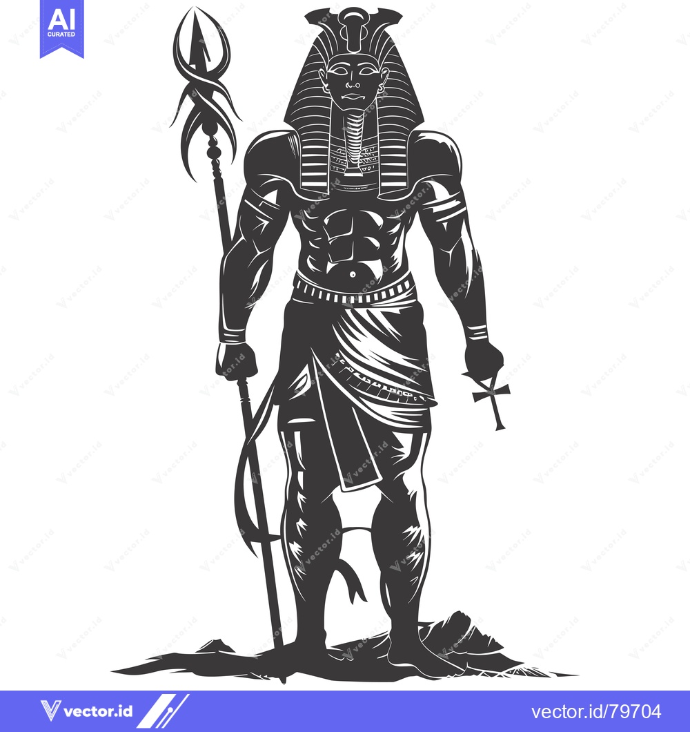 Premium Vector dari A Powerful Depiction of an Egyptian God Holding a Staff and Ankh