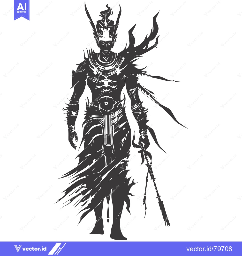 Premium Vector of Silhouette of a warrior-like figure with a horned helmet and a weapon