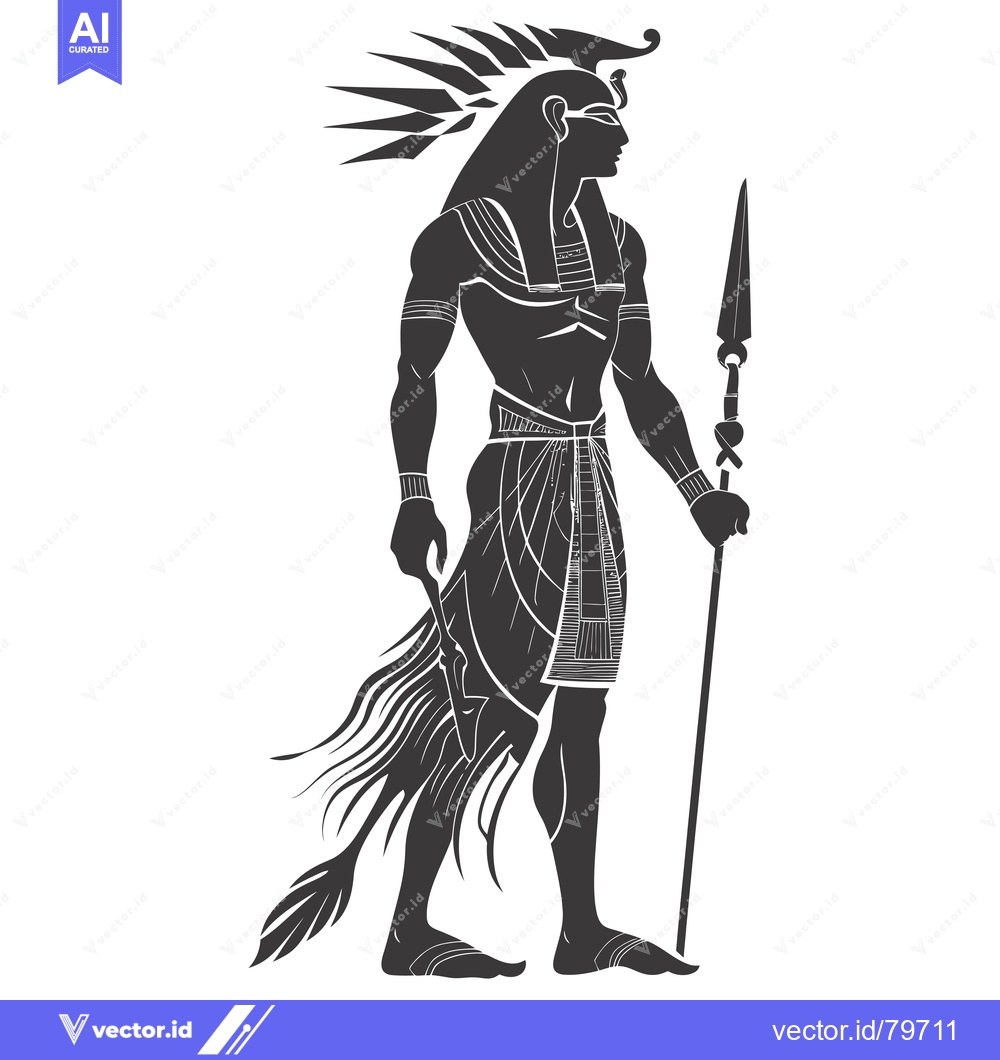 Premium Vector dari Silhouette of an Egyptian God Holding a Spear
