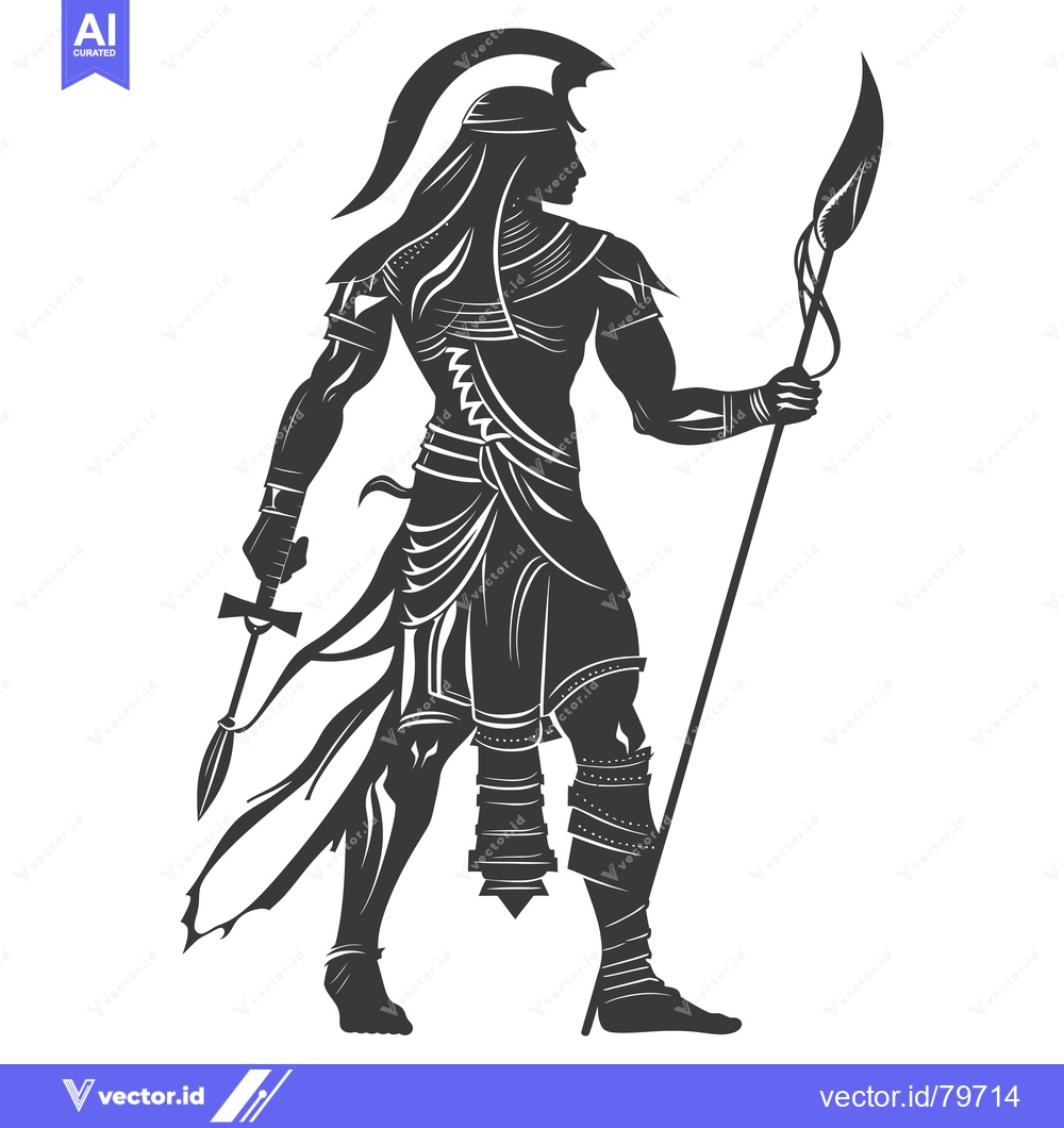 Premium Vector of Silhouette of a Greek Warrior with a Spear and Sword