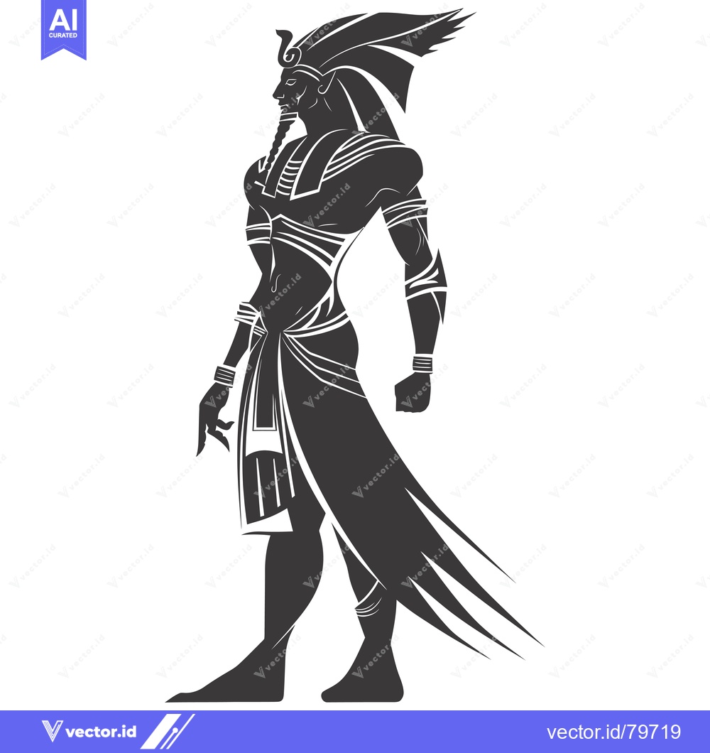 Premium Vector of Silhouette of an Egyptian Pharaoh in Traditional Attire