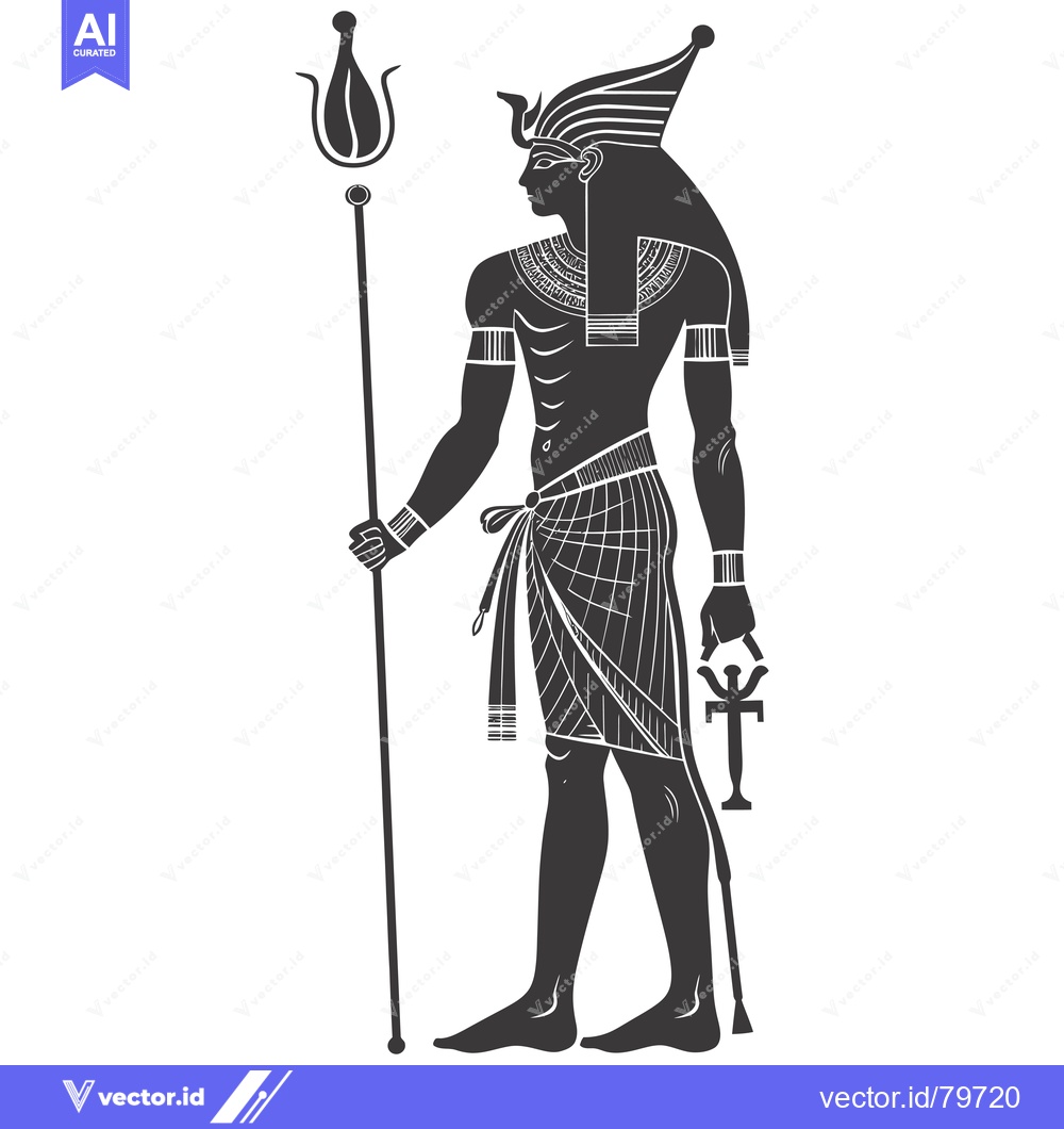 Premium Vector of Egyptian God Anubis Holding Ankh Symbol and Staff