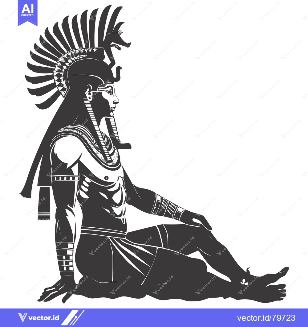 Premium Vector of A Profile Silhouette of an Ancient Egyptian Pharaoh Wearing a Traditio