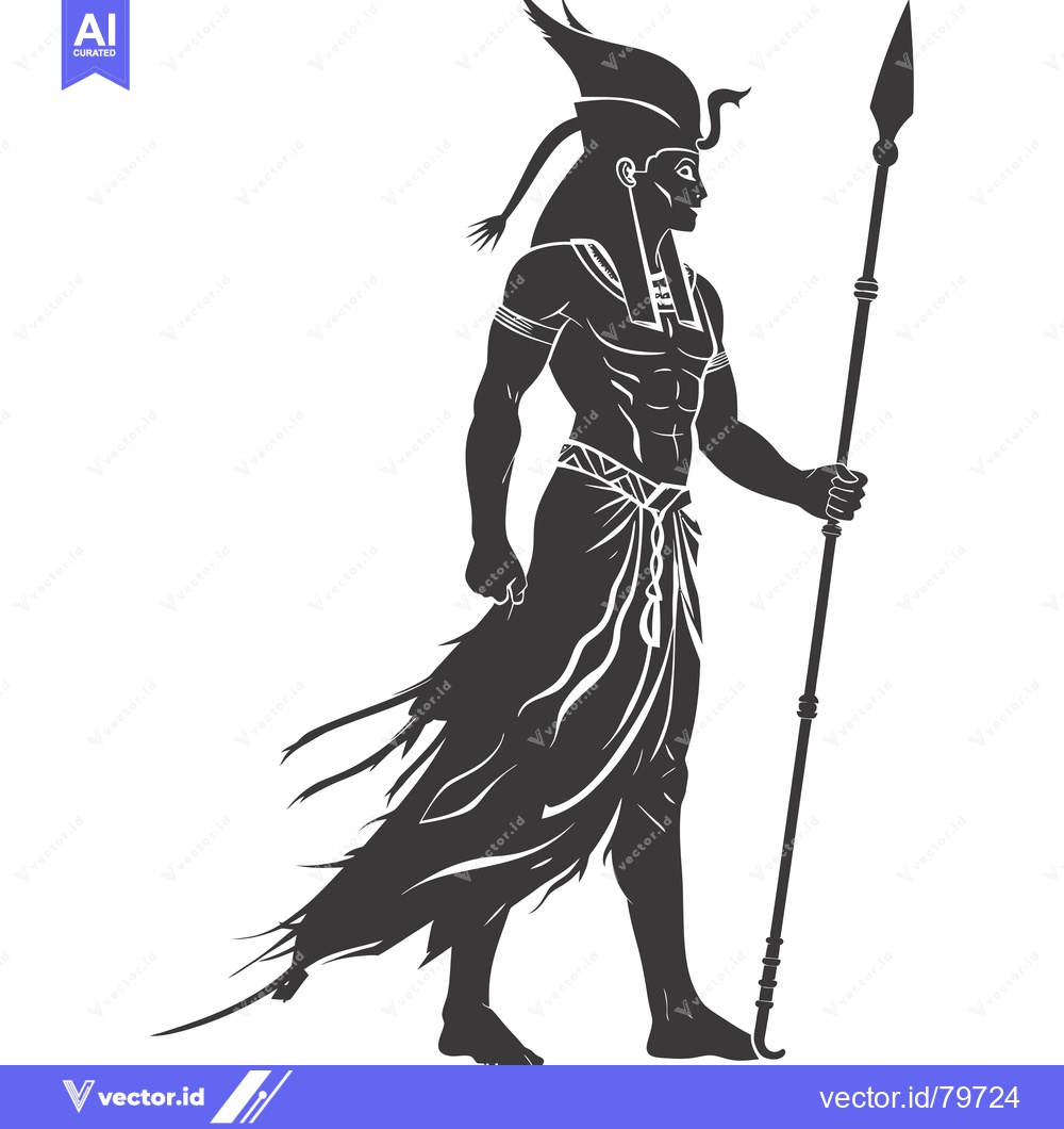 Premium Vector dari Silhouette of an Egyptian God Holding a Spear