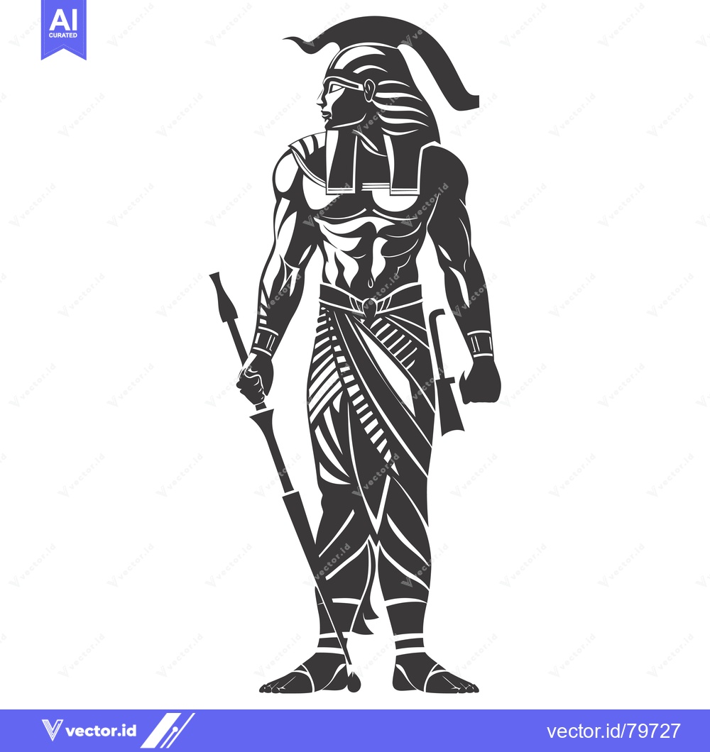 Premium Vector of Black and white silhouette of an Egyptian god or pharaoh with a staff