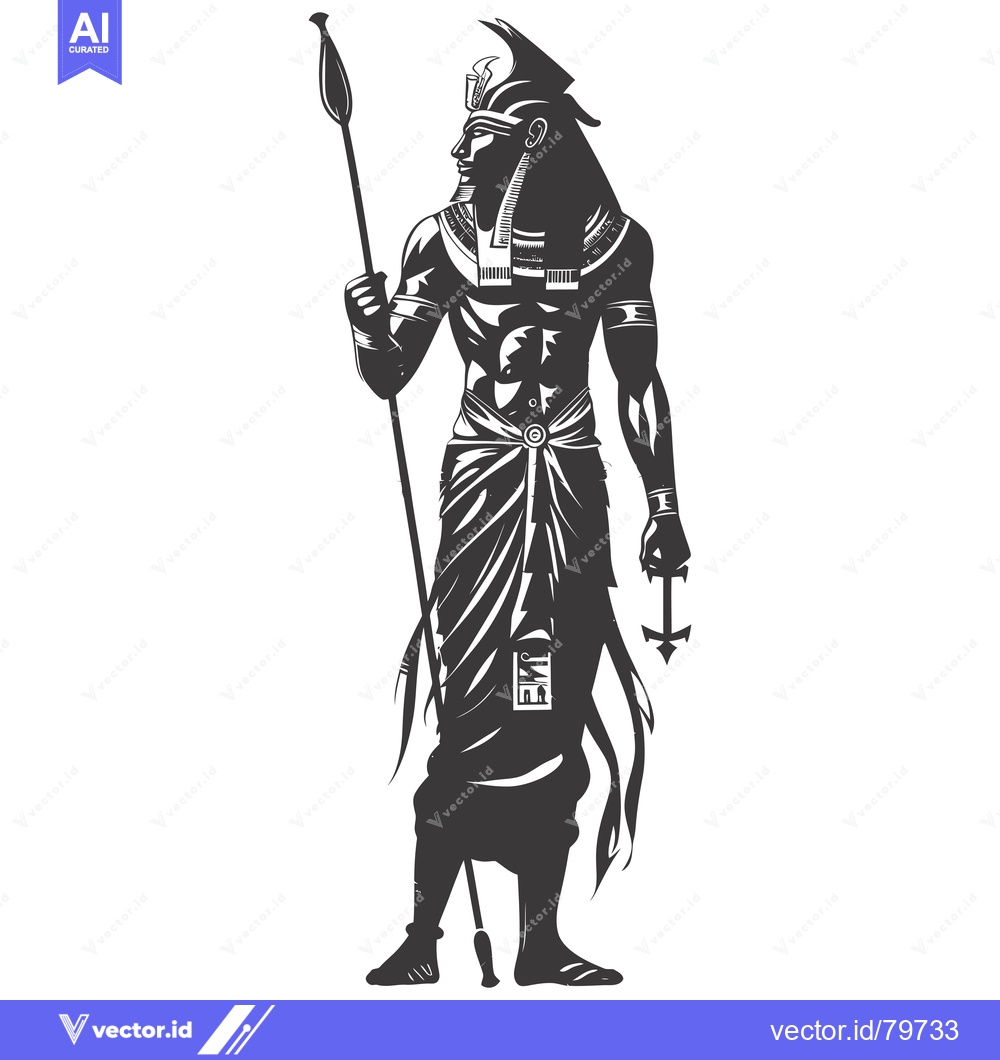 Premium Vector dari Egyptian God Holding a Staff and a Symbol