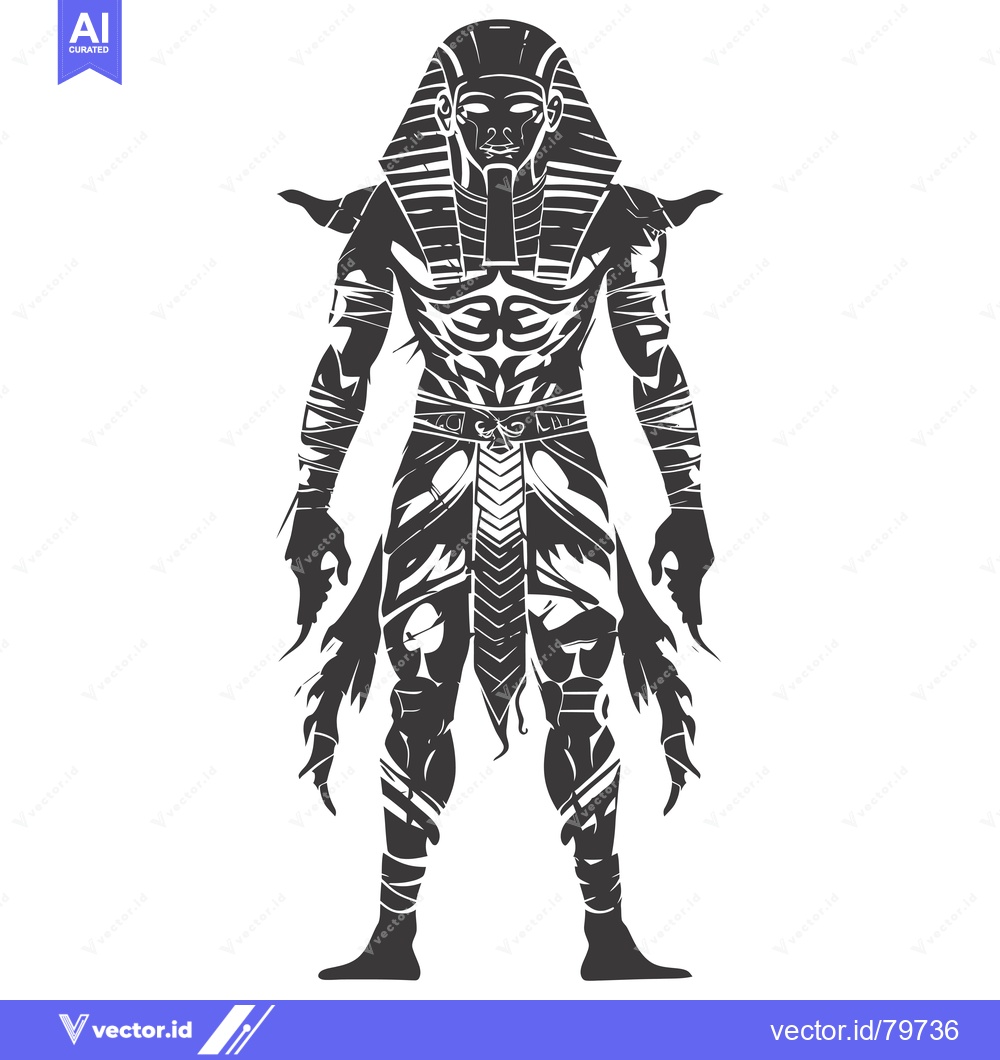 Premium Vector dari Silhouette of a Powerful Egyptian Pharaoh in a Traditional Headdress