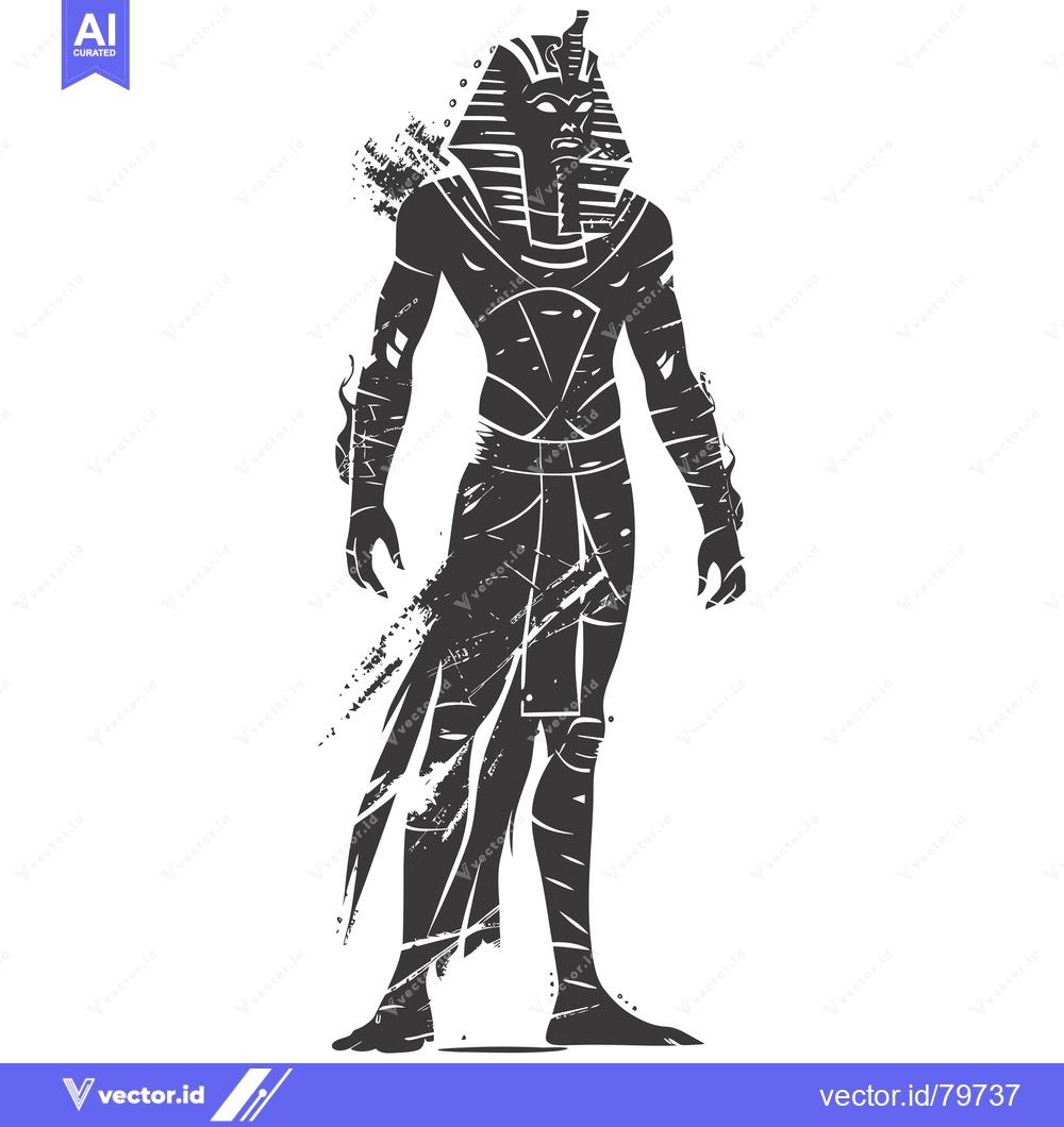 Premium Vector dari Silhouette of an Egyptian Pharaoh in a Grunge Style