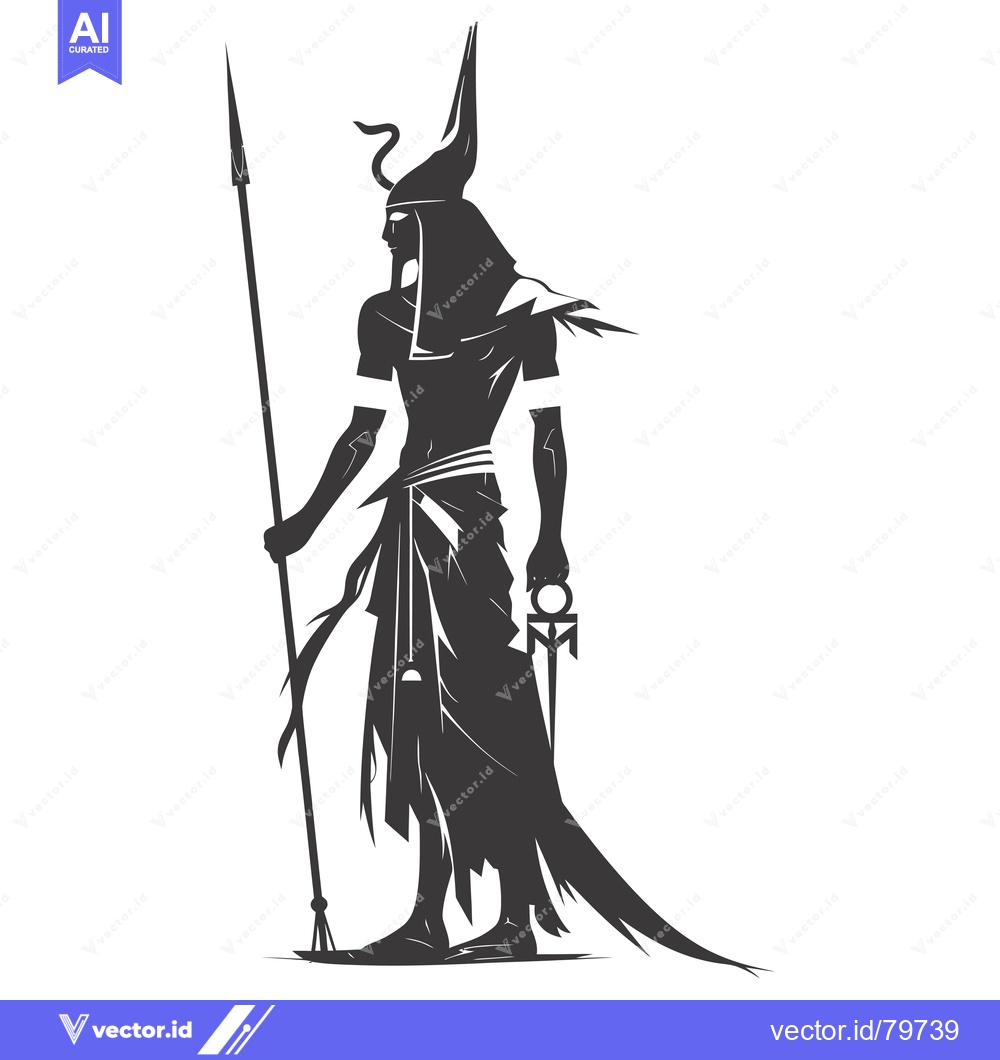 Premium Vector dari Silhouette of an Egyptian God Holding a Spear and a Crook and Flail