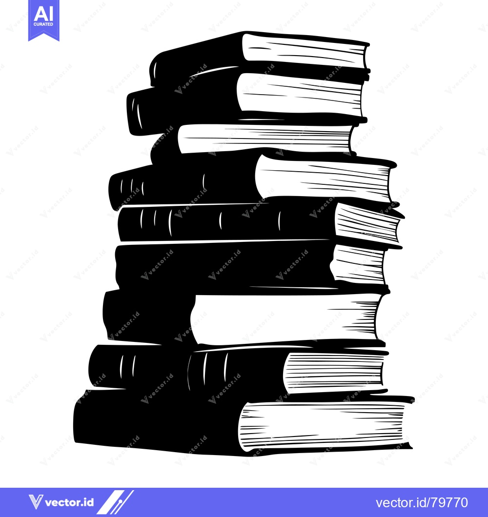 Premium Vector dari A Stack of Books in Silhouette