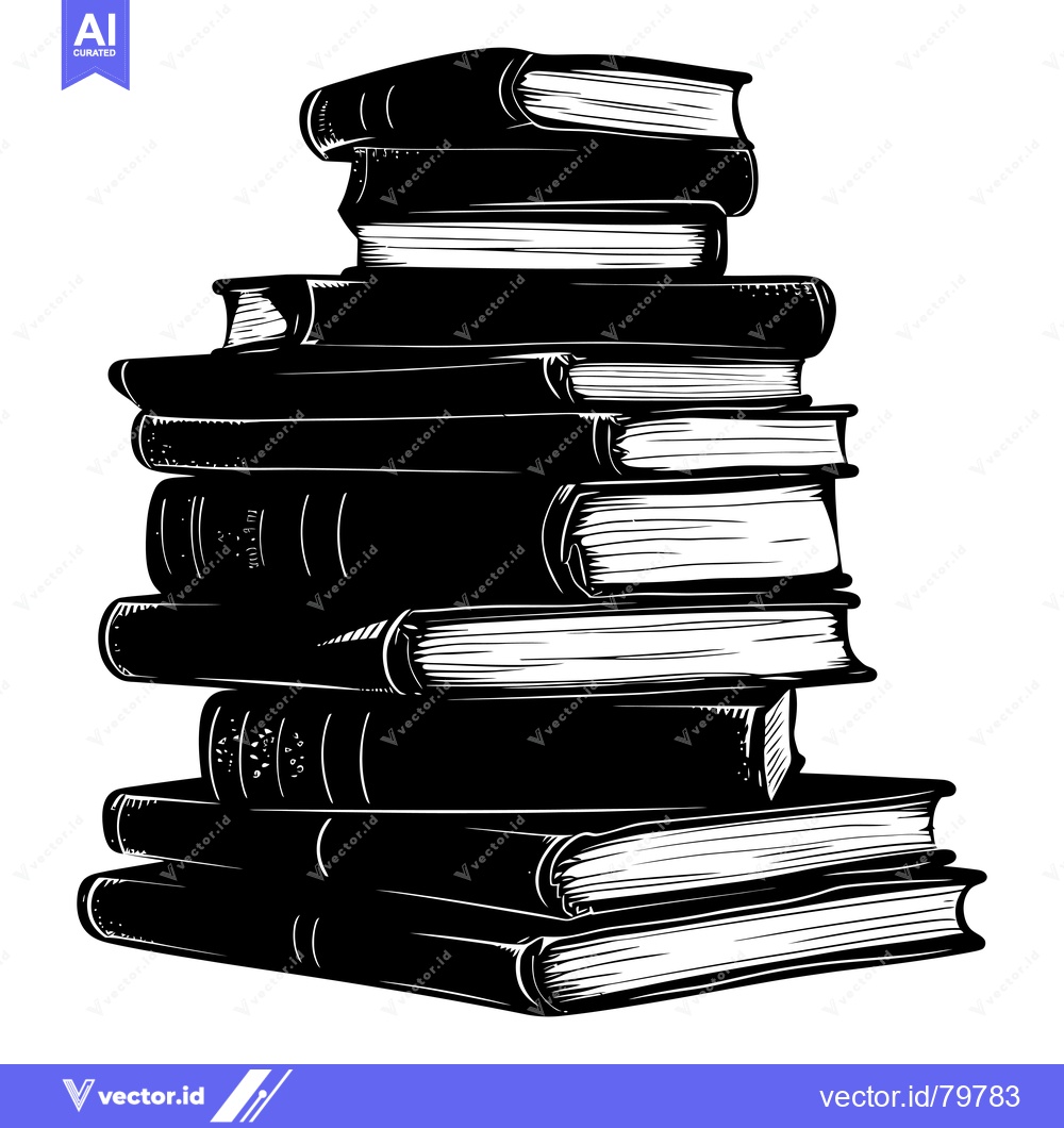 Premium Vector dari Stack of Black and White Illustrated Books