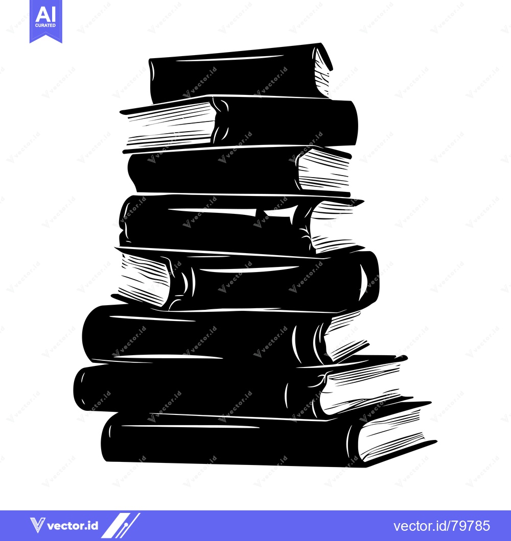 Premium Vector dari A Stack of Books in a Silhouette Illustration
