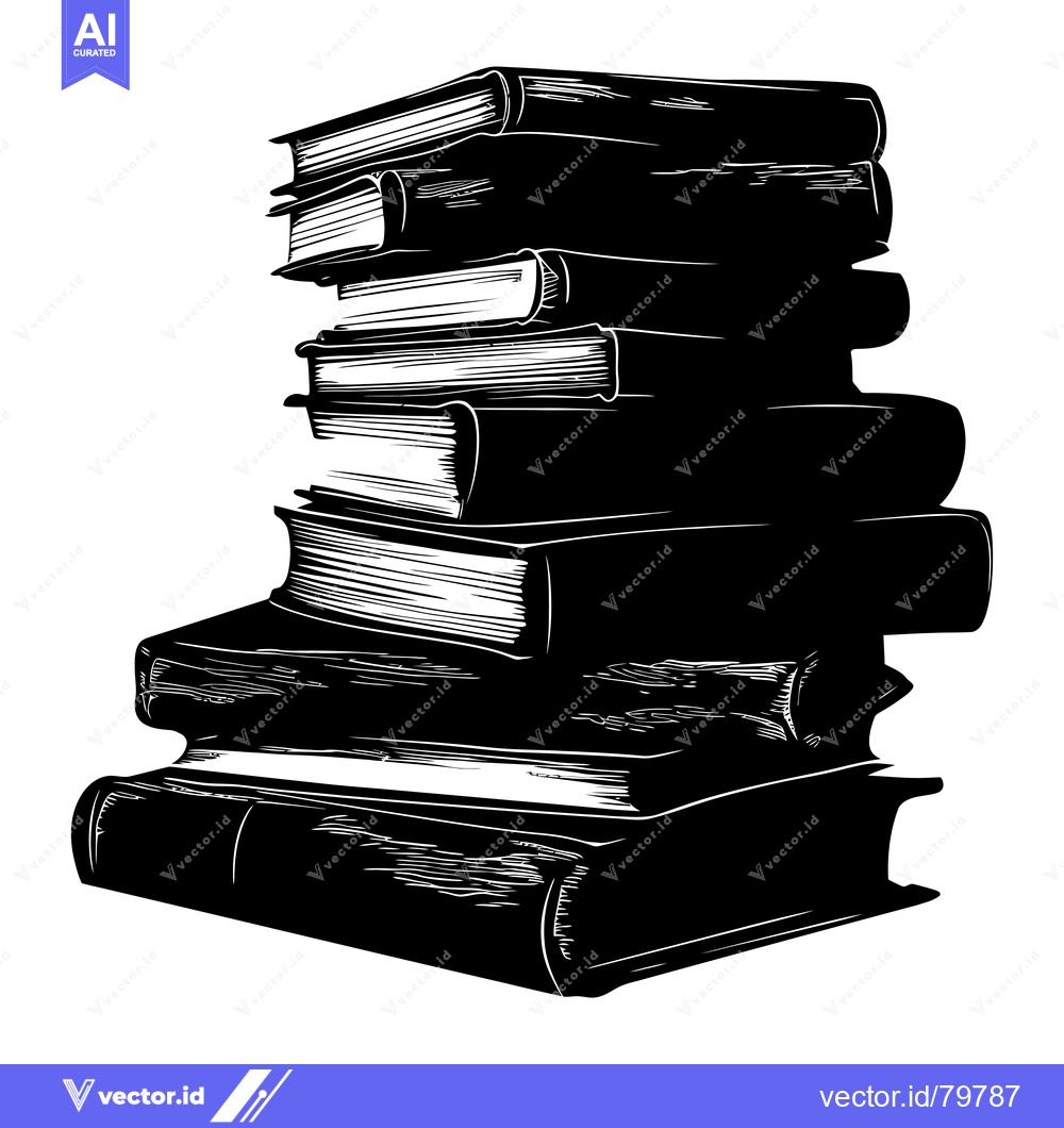 Premium Vector dari A Stack of Books in Black and White