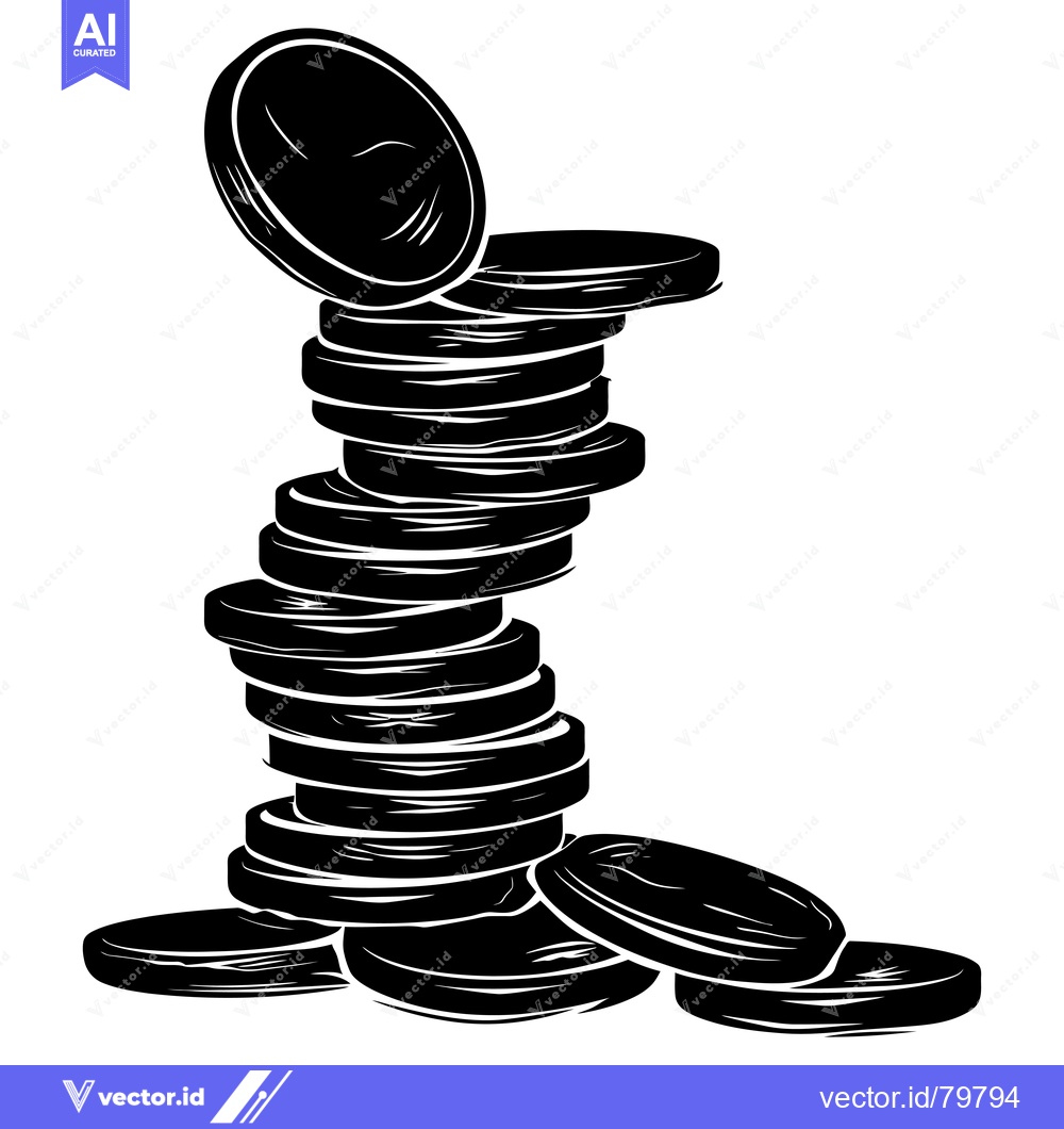 Premium Vector dari A Stack of Black and White Coins