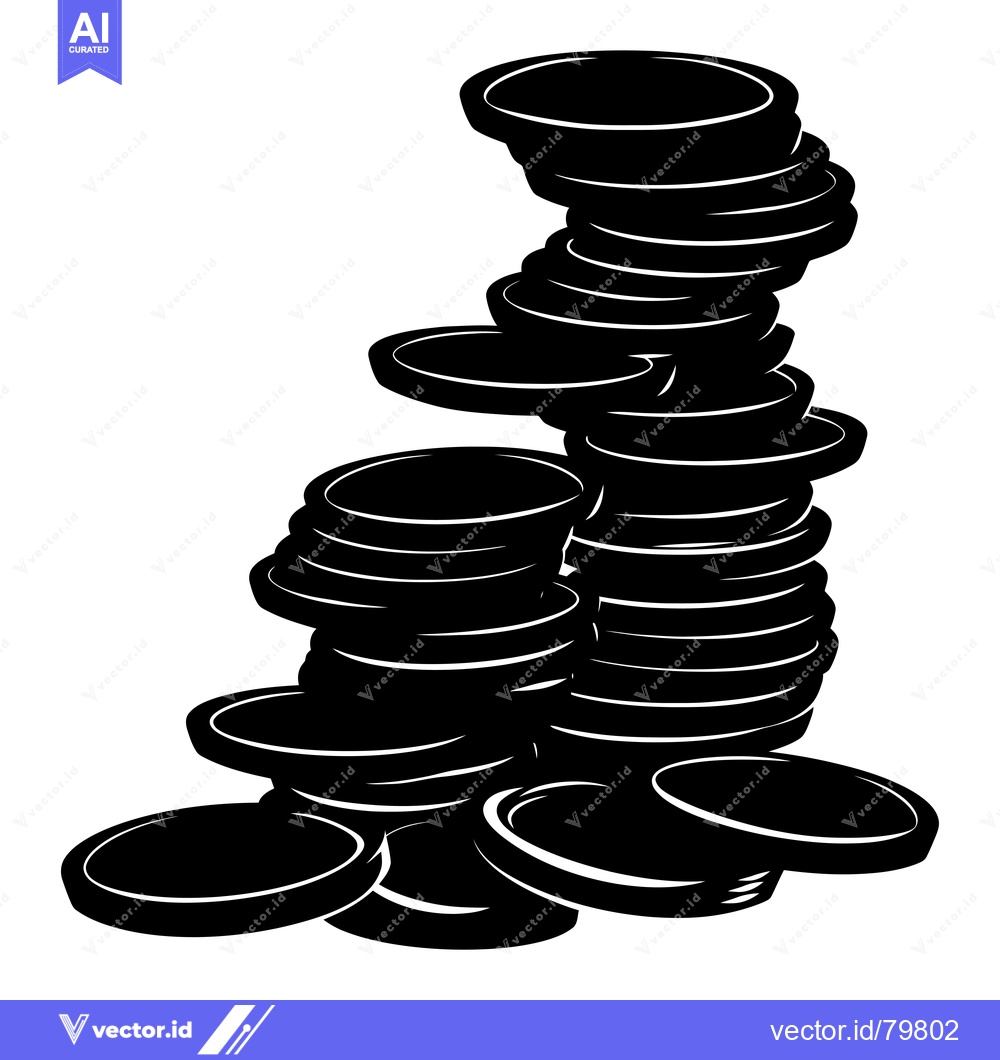 Premium Vector dari Black and White Silhouette of a Stack of Poker Chips