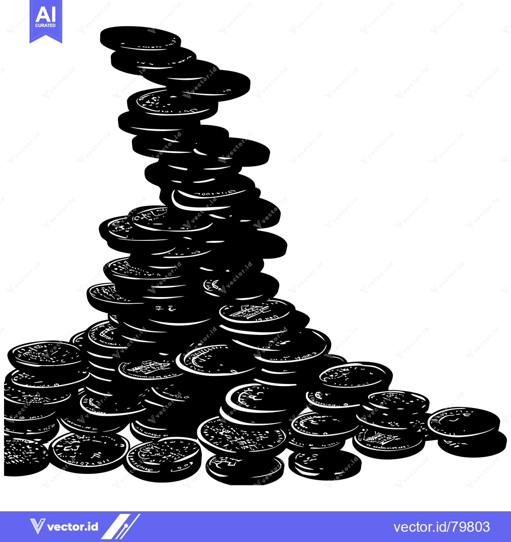 Premium Vector dari A Black and White Illustration of a Stack of Coins