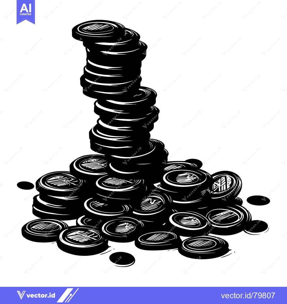 Premium Vector of Black and white illustration of stacked and scattered game pieces