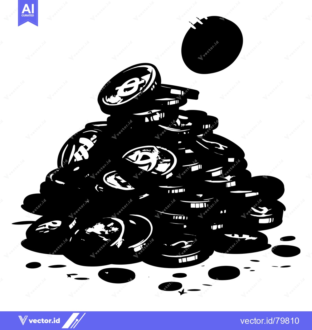 Premium Vector dari A Black and White Illustration of a Stack of Coins with a Single Coin