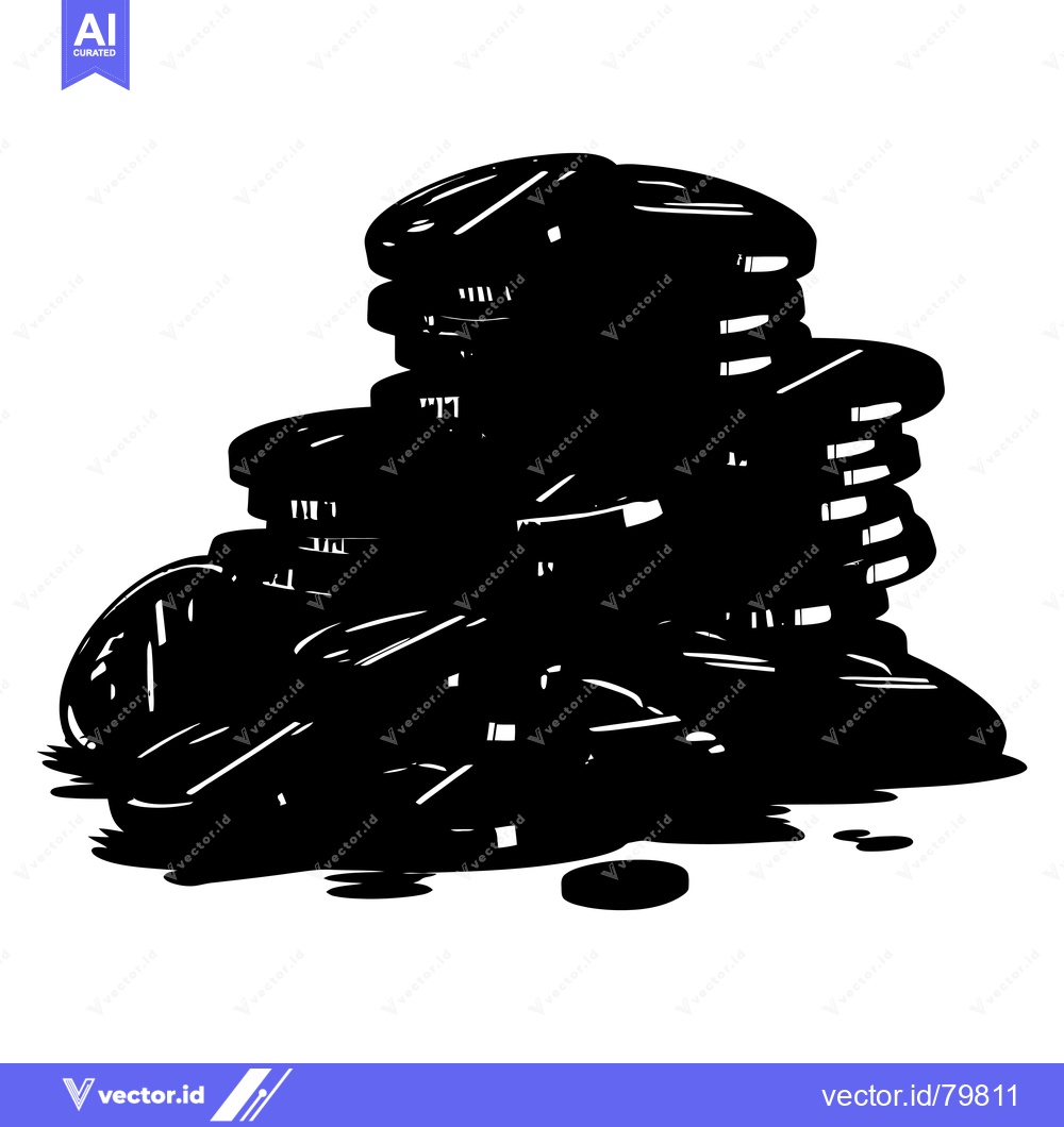 Premium Vector dari A Stack of Black and White Round Discs Scattered on a White Surface