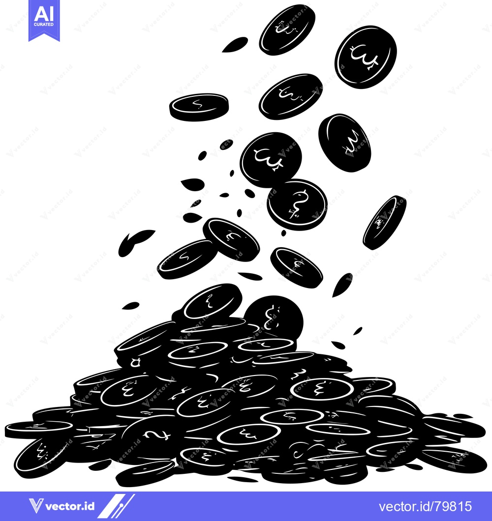 Premium Vector of A Pile of Black and White Coins Falling