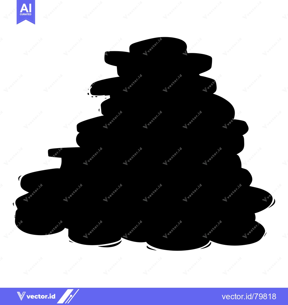 Premium Vector dari A Stack of Circular Objects in Silhouette