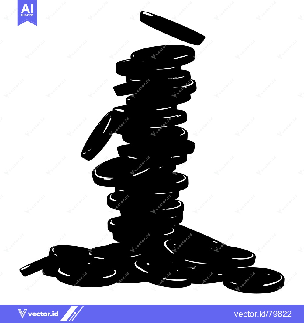 Premium Vector dari A Stack of Black Discs with One Falling