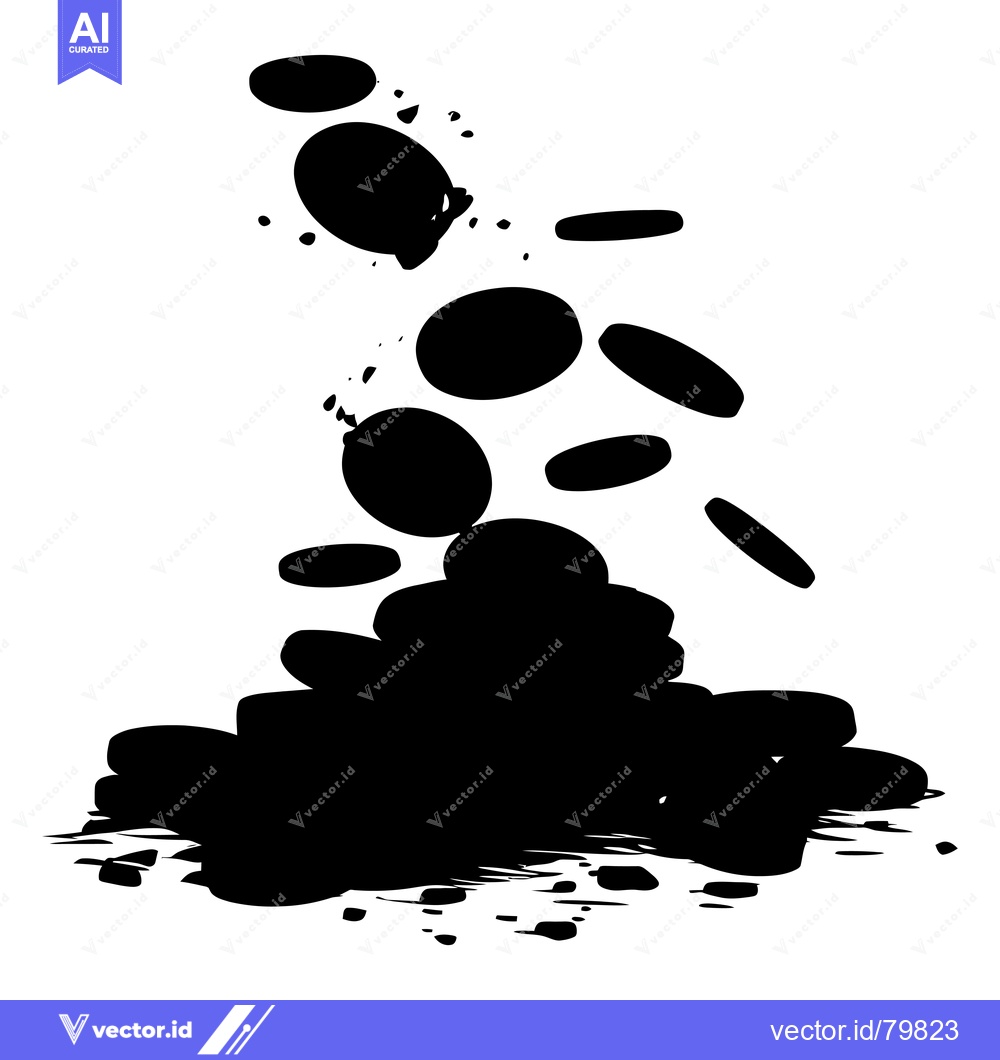 Premium Vector dari Black Ink Splatter with Round Droplets Falling on a Pile