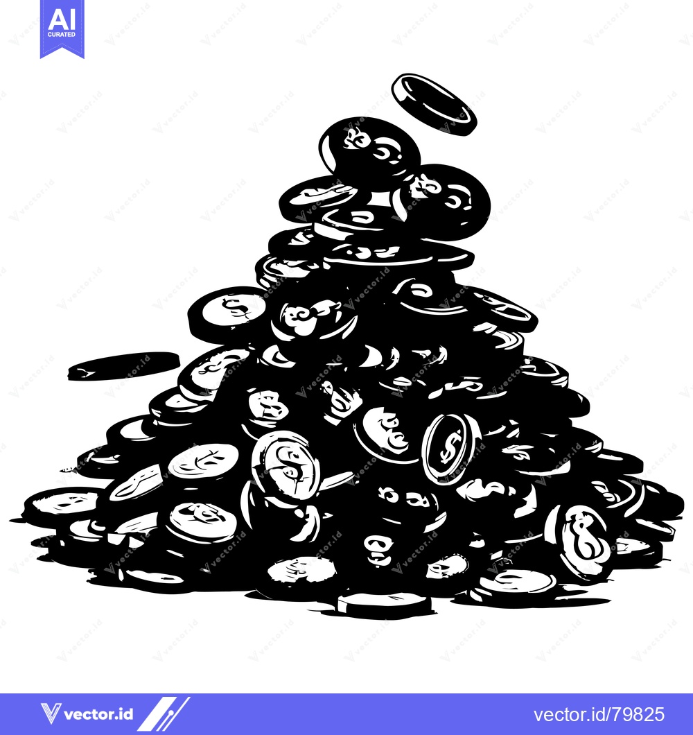 Premium Vector of A Large Pile of Black and White Coins