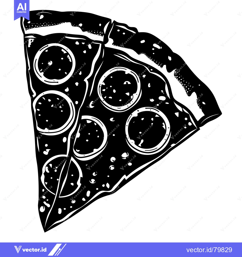 Premium Vector of Two Slices of Pepperoni Pizza with Crust and Cheese