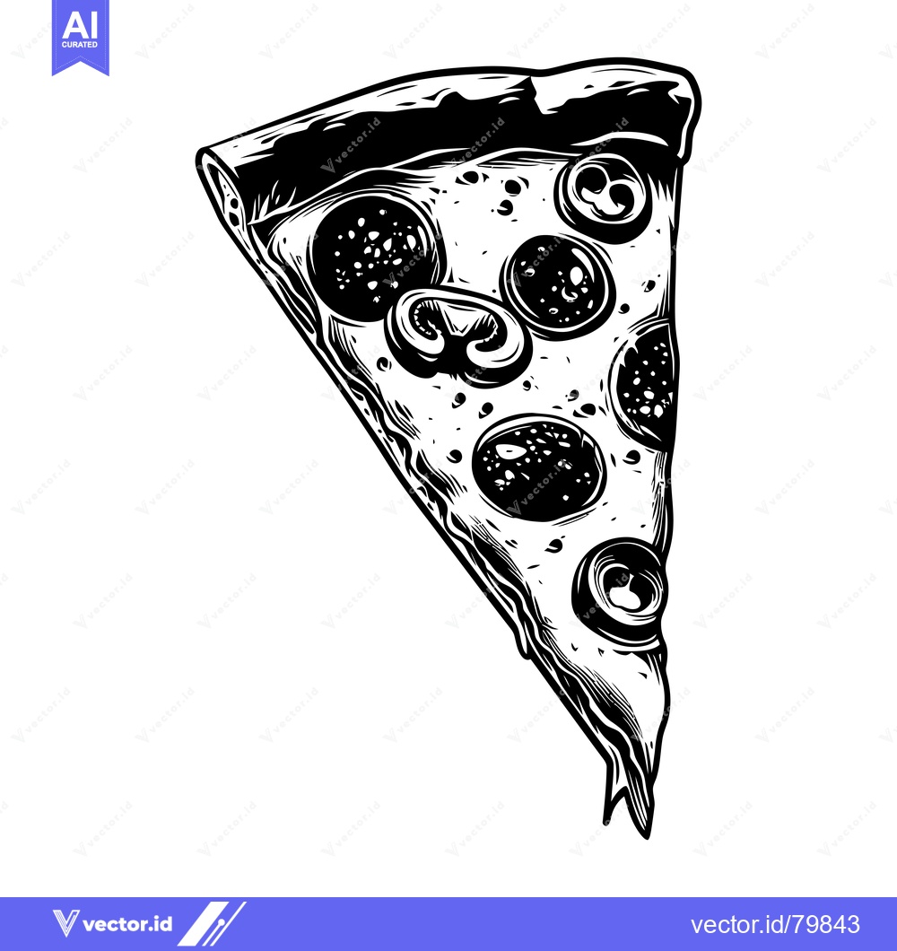 Premium Vector dari A Single Slice of Pizza with Pepperoni and Mushrooms