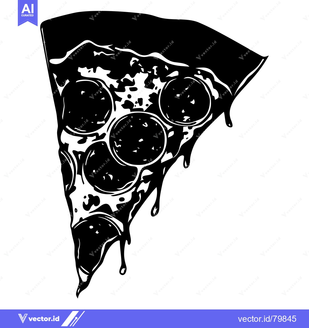 Premium Vector of A Single Slice of Pepperoni Pizza with Dripping Cheese