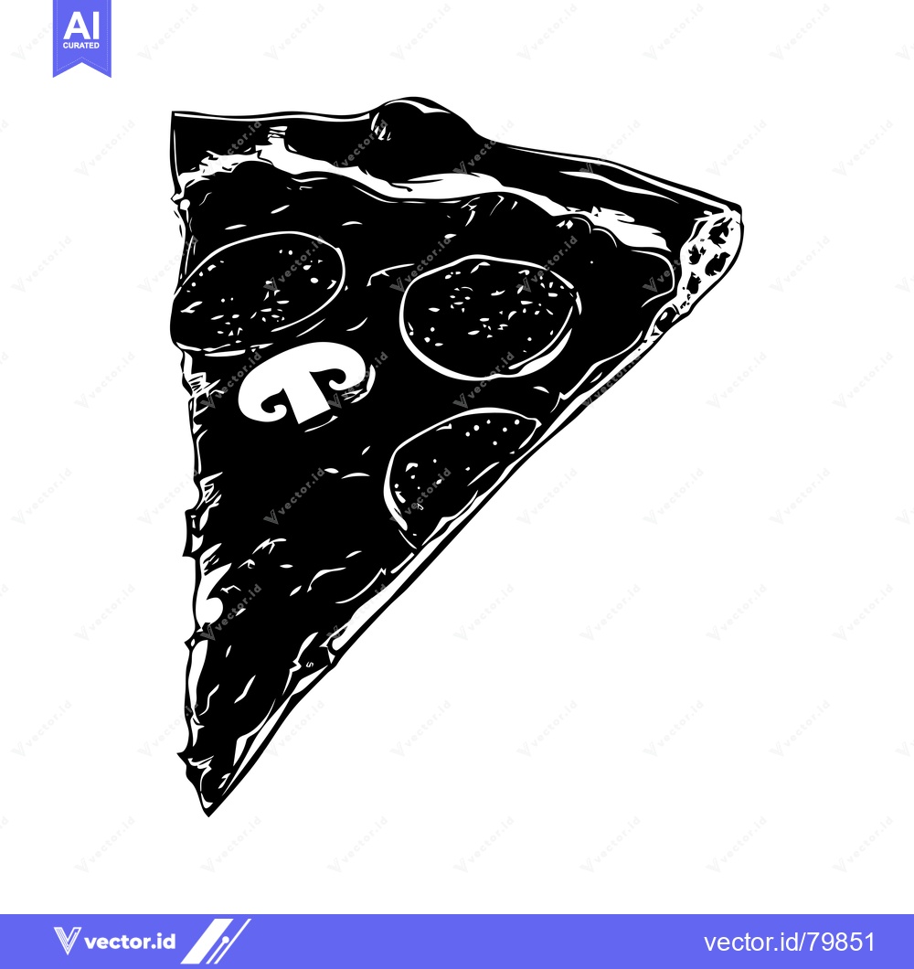 Premium Vector dari A Single Slice of Pepperoni and Mushroom Pizza