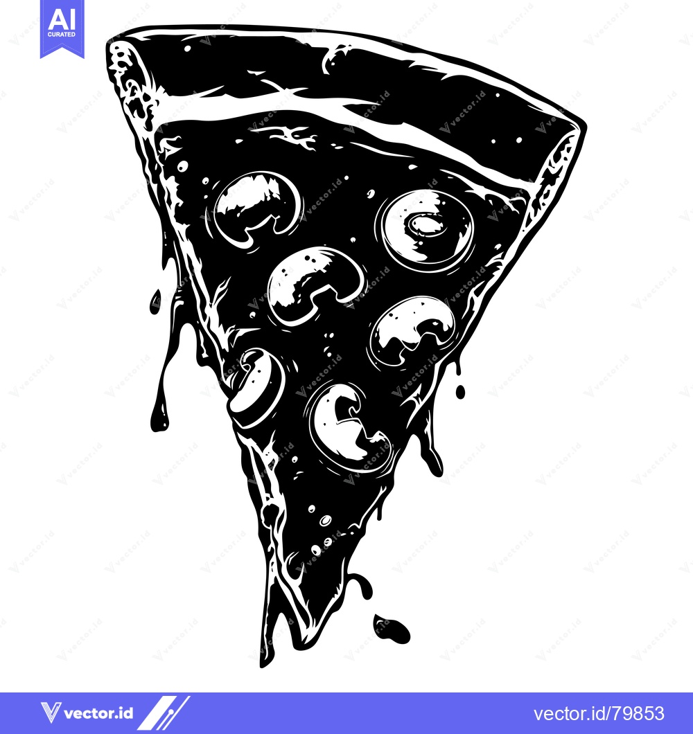 Premium Vector dari Melted Slice of Pizza with Mushroom Toppings