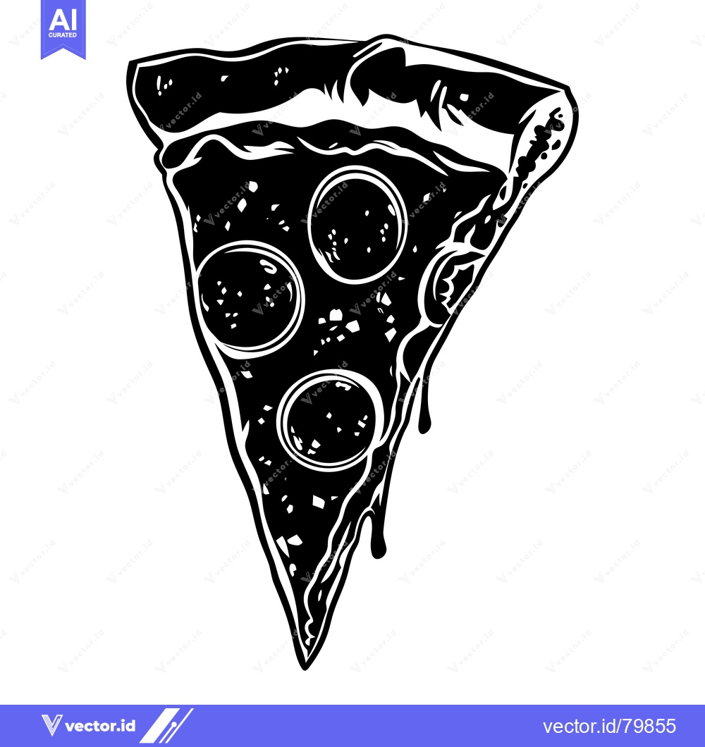 Premium Vector dari A Dripping Slice of Pepperoni Pizza with Three Toppings