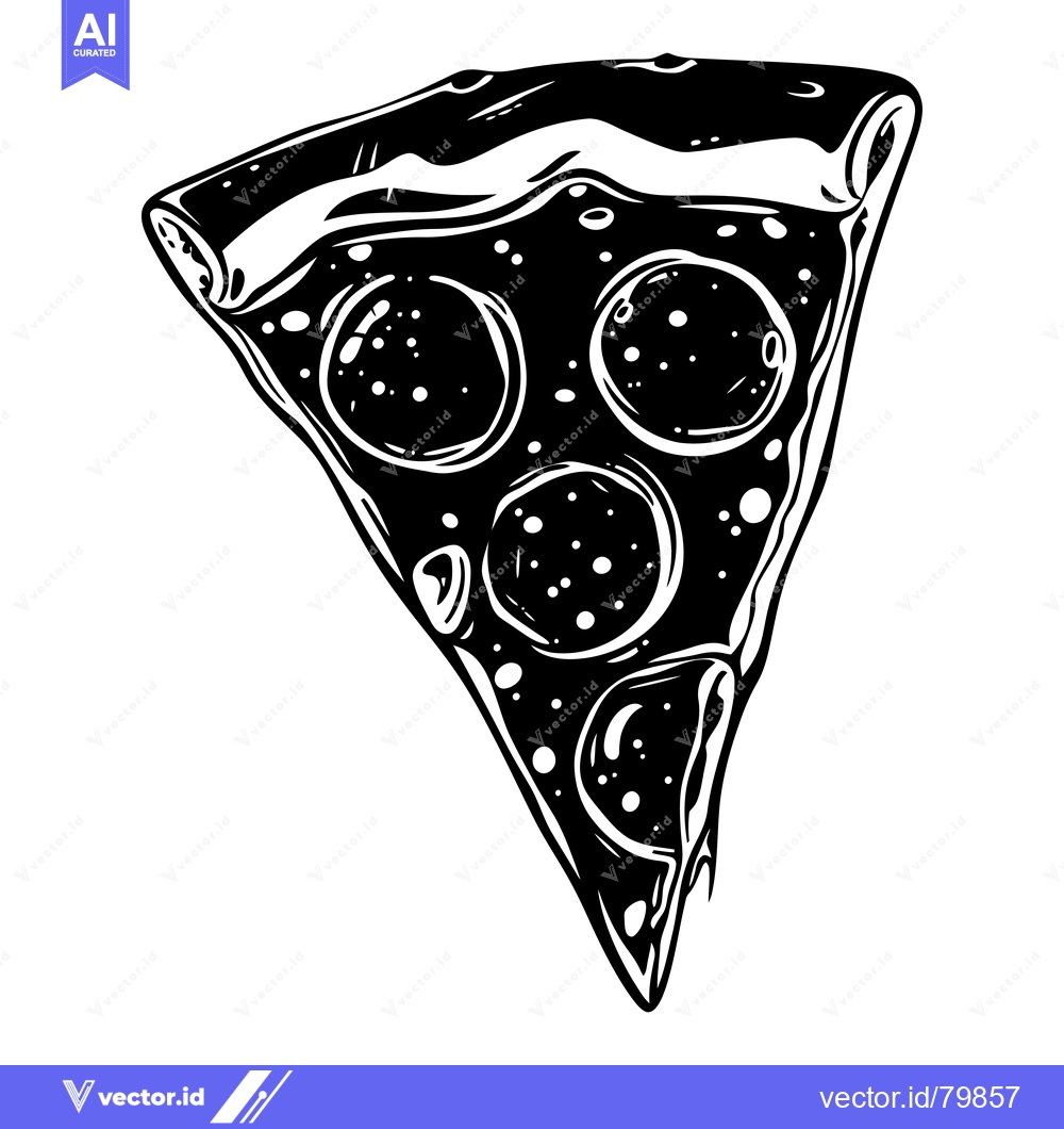 Premium Vector of A Single Slice of Pepperoni Pizza with a Crispy Crust