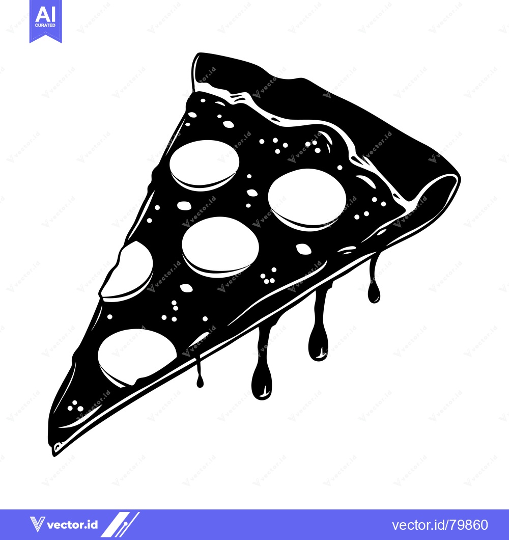 Premium Vector of A Single Slice of Pizza with Cheese and Dripping Sauce