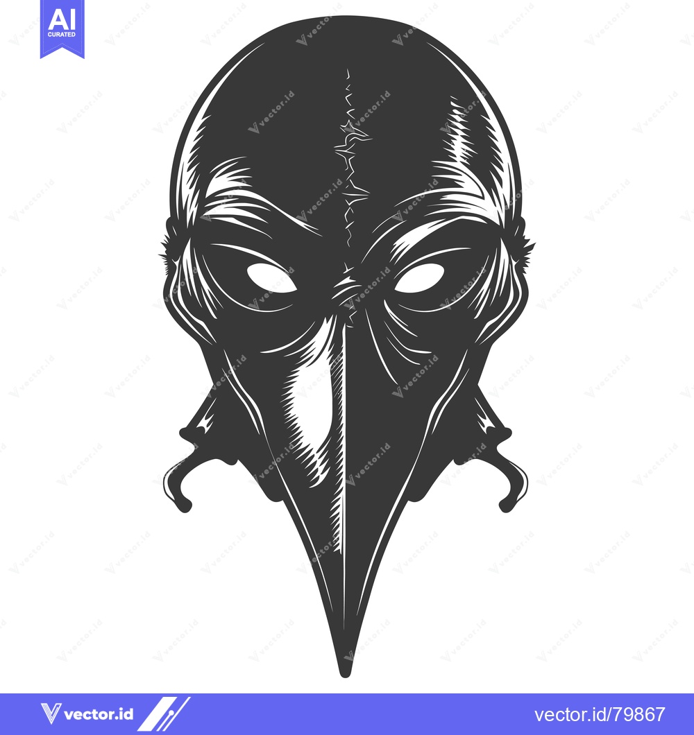 Premium Vector of A stylized black and white illustration of a bird mask