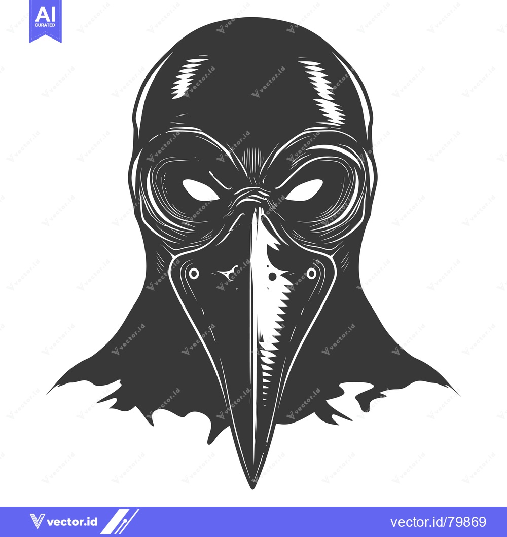 Premium Vector dari Black and White Illustration of a Plague Doctor Mask