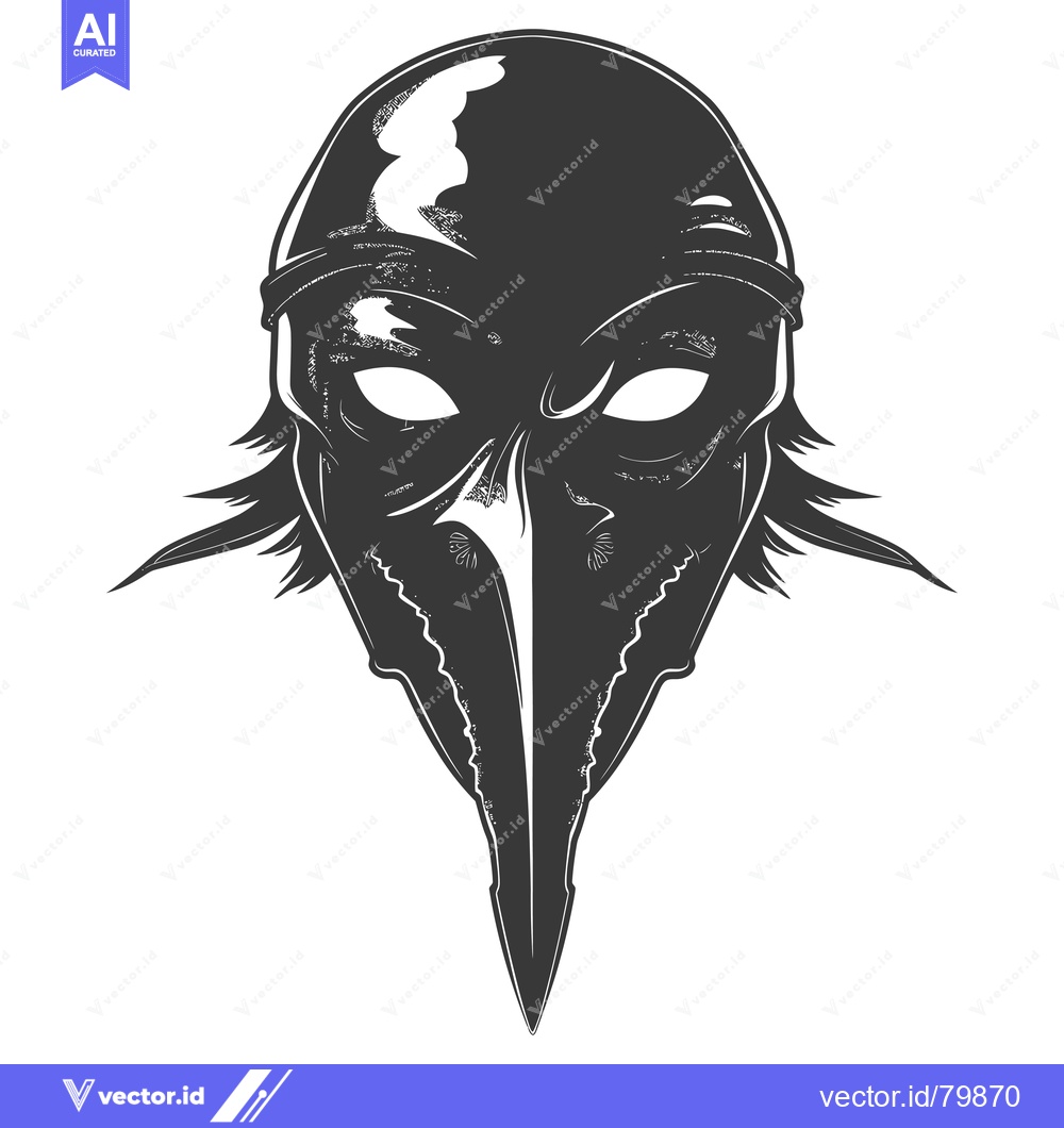 Premium Vector dari Monochrome Illustration of a Bird Mask with a Long Beak