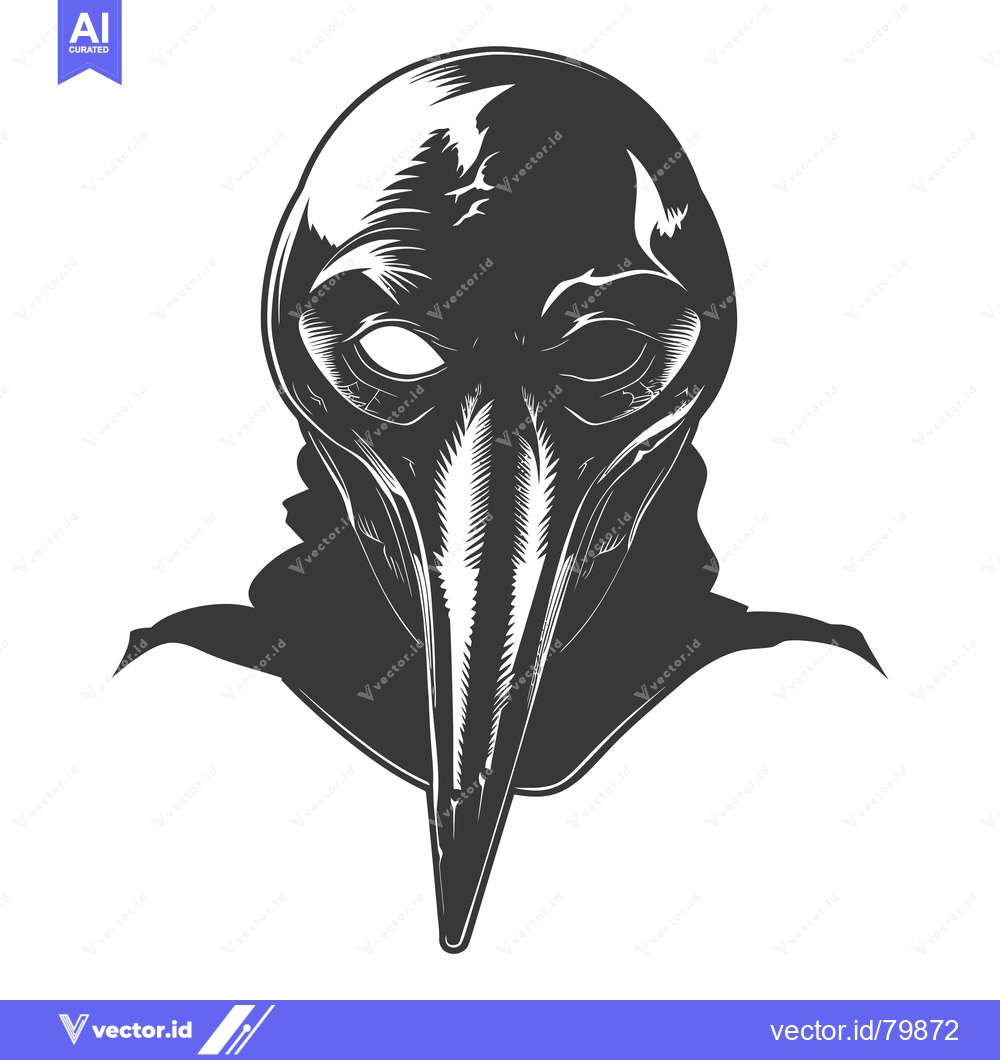 Premium Vector of A Black and White Illustration of a Plague Doctor Mask