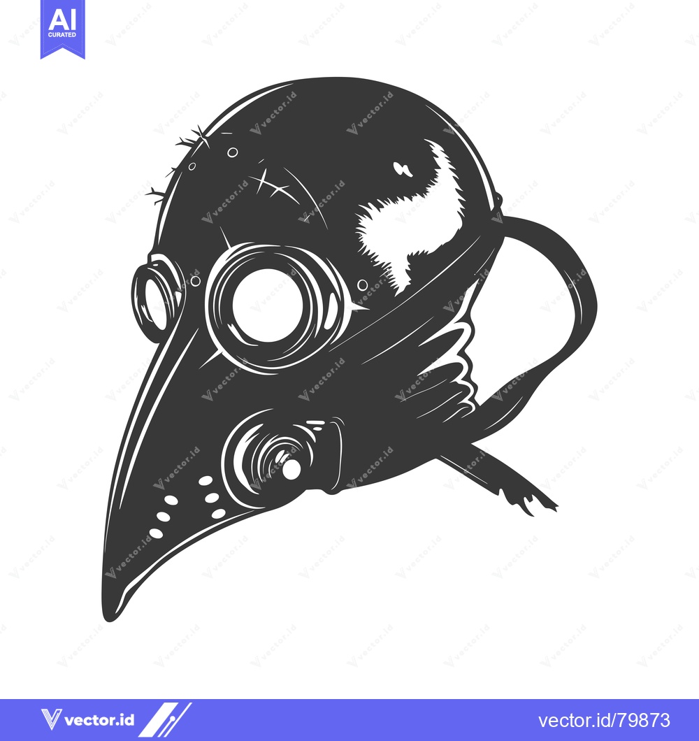 Premium Vector dari Black and White Illustration of a Plague Doctor Mask