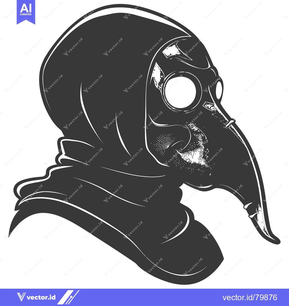Premium Vector dari A person wearing a black hooded cloak and a plague doctor mask with a